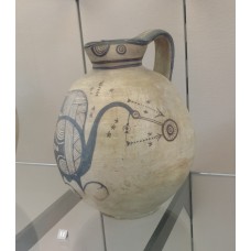 Jug with bird decoration, polychrome terracotta